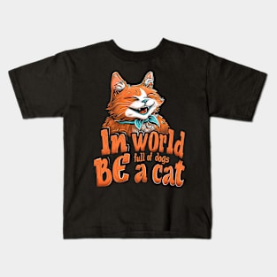 in world full of dogs be a cat Kids T-Shirt